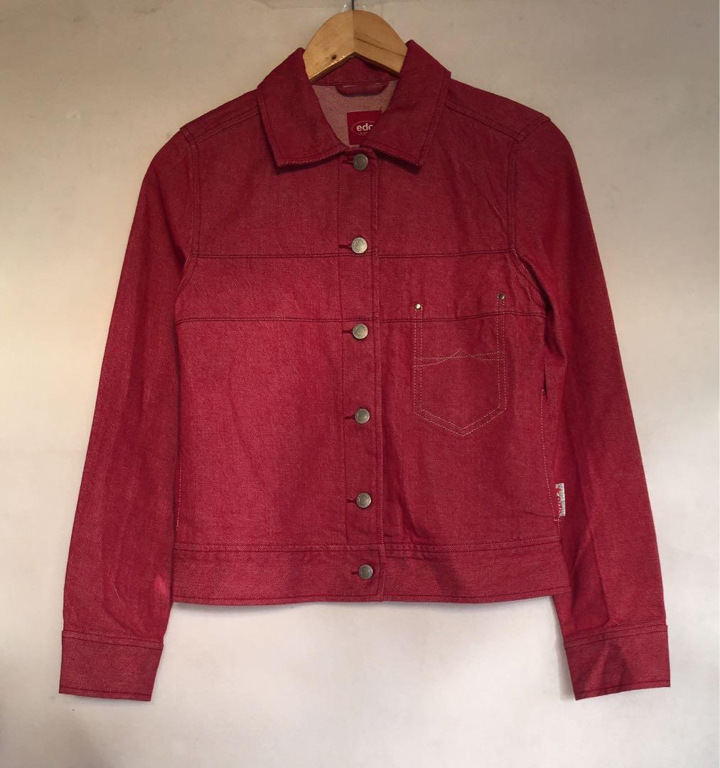 buy red denim jacket