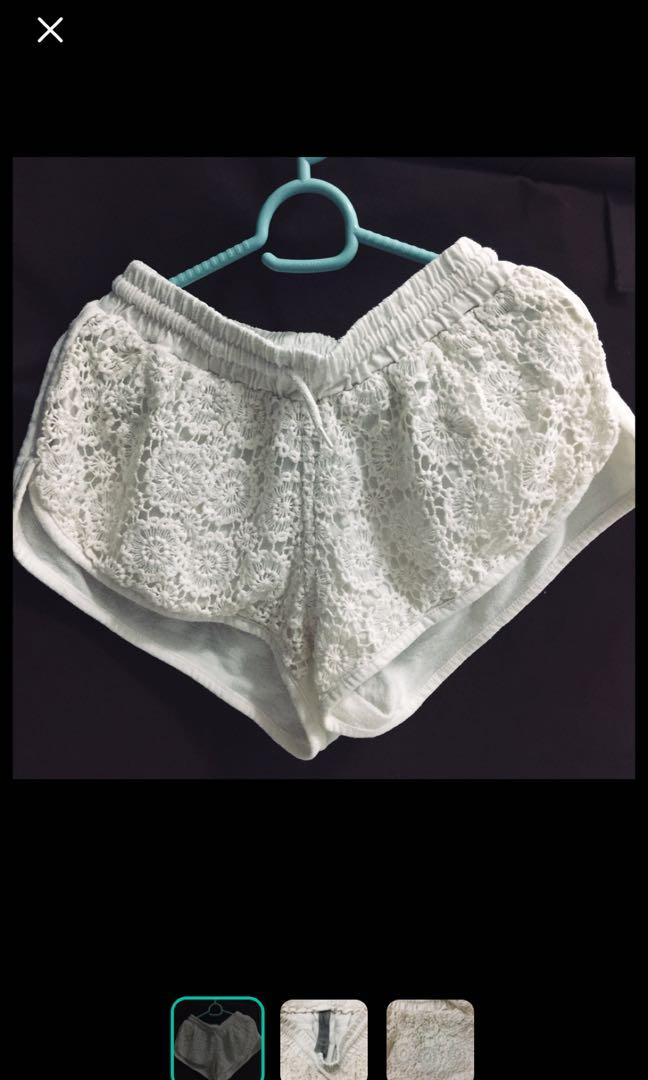 denim crochet shorts