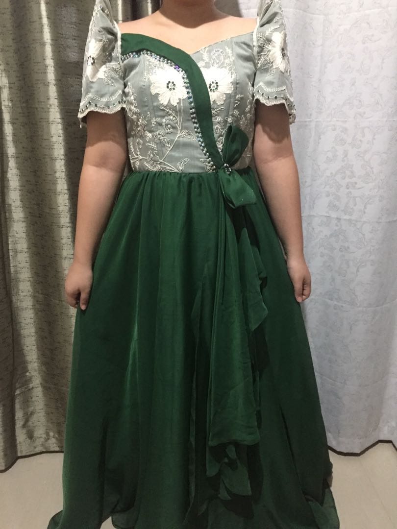 green filipiniana gown