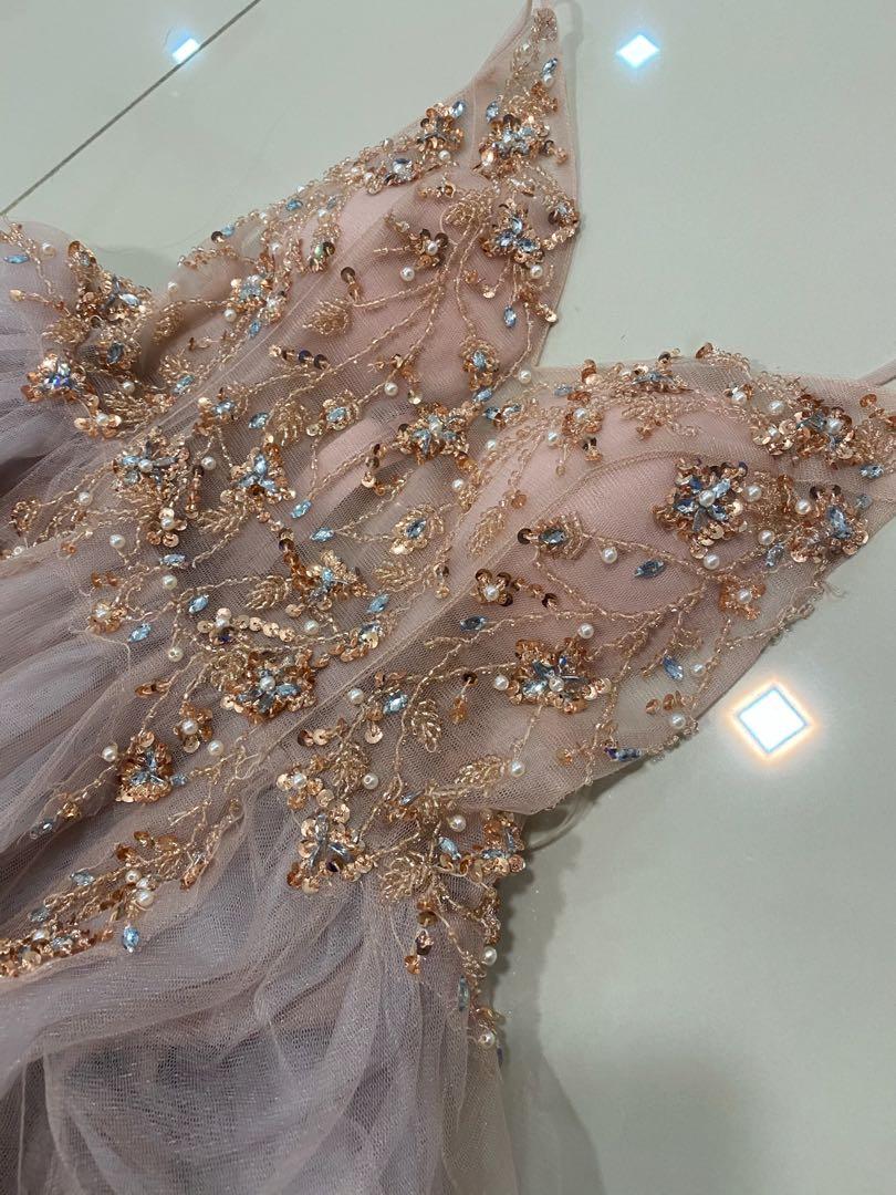 pink dinner gown