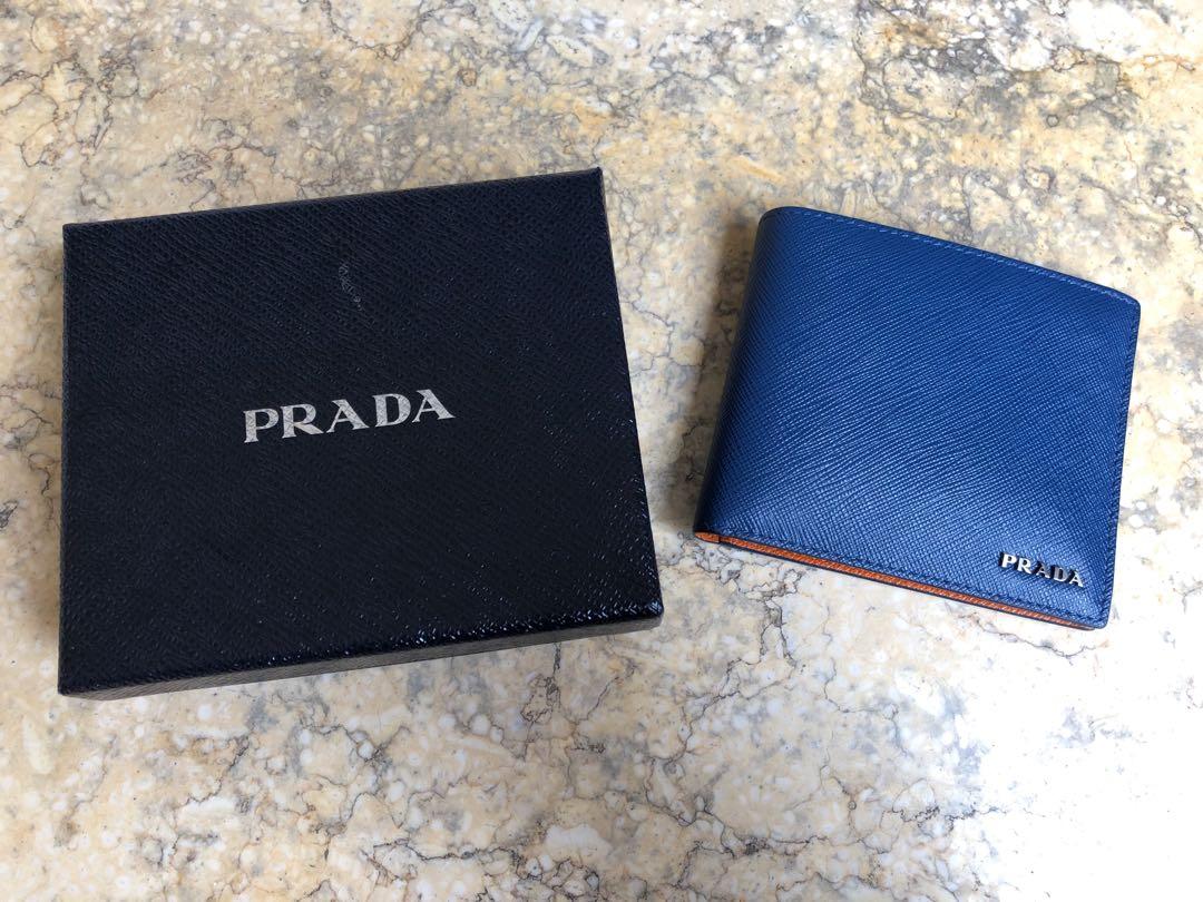 Prada Orange Saffiano Leather Bi-fold Wallet for Men, Men's Fashion ...