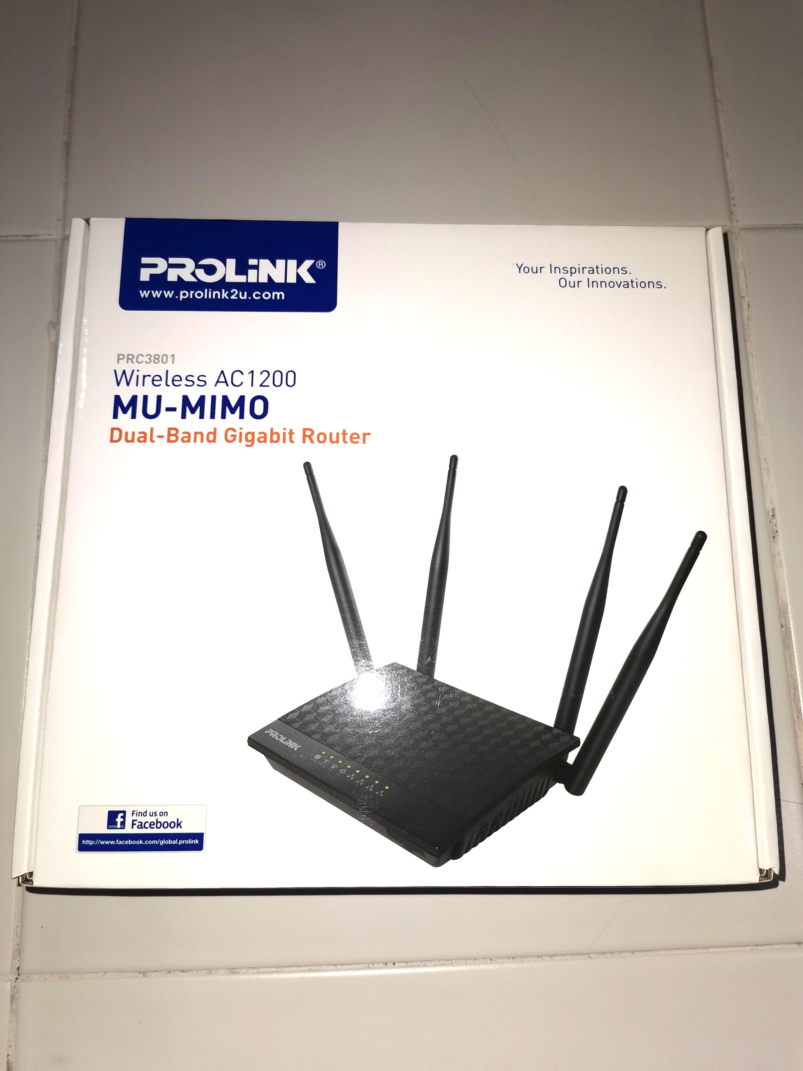 PROLINK PRC3801 Wireless AC 1200 Dualband Gigabit Router, Computers