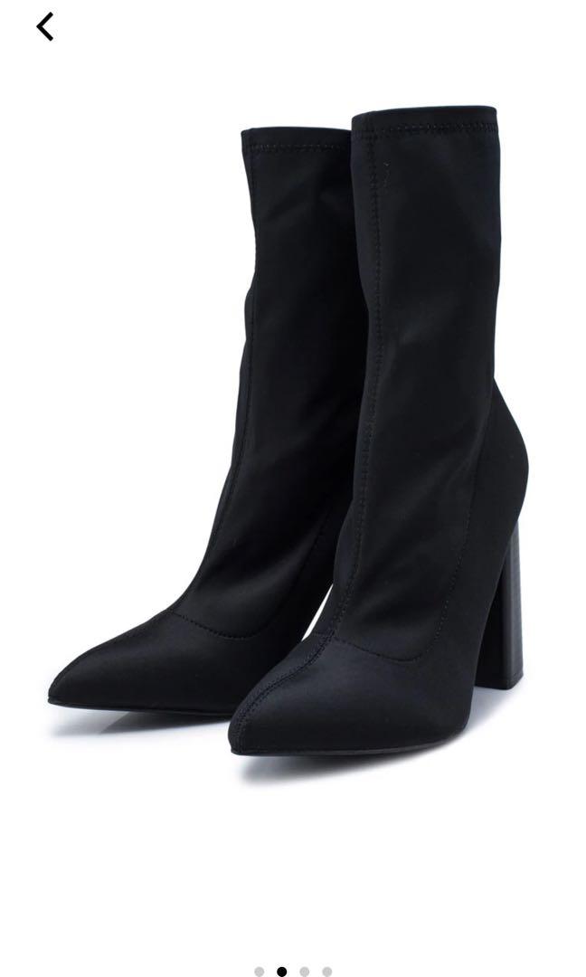 public desire black and white boots