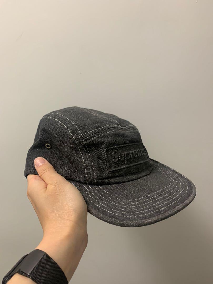 Supreme denim Camp cap (black), 男裝, 手錶及配件, 棒球帽、帽