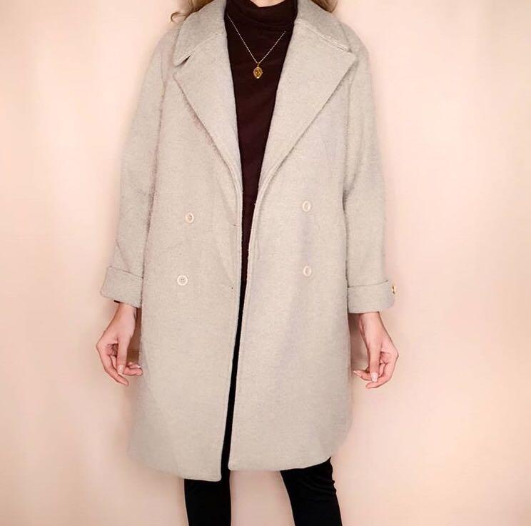 taupe wool coat womens