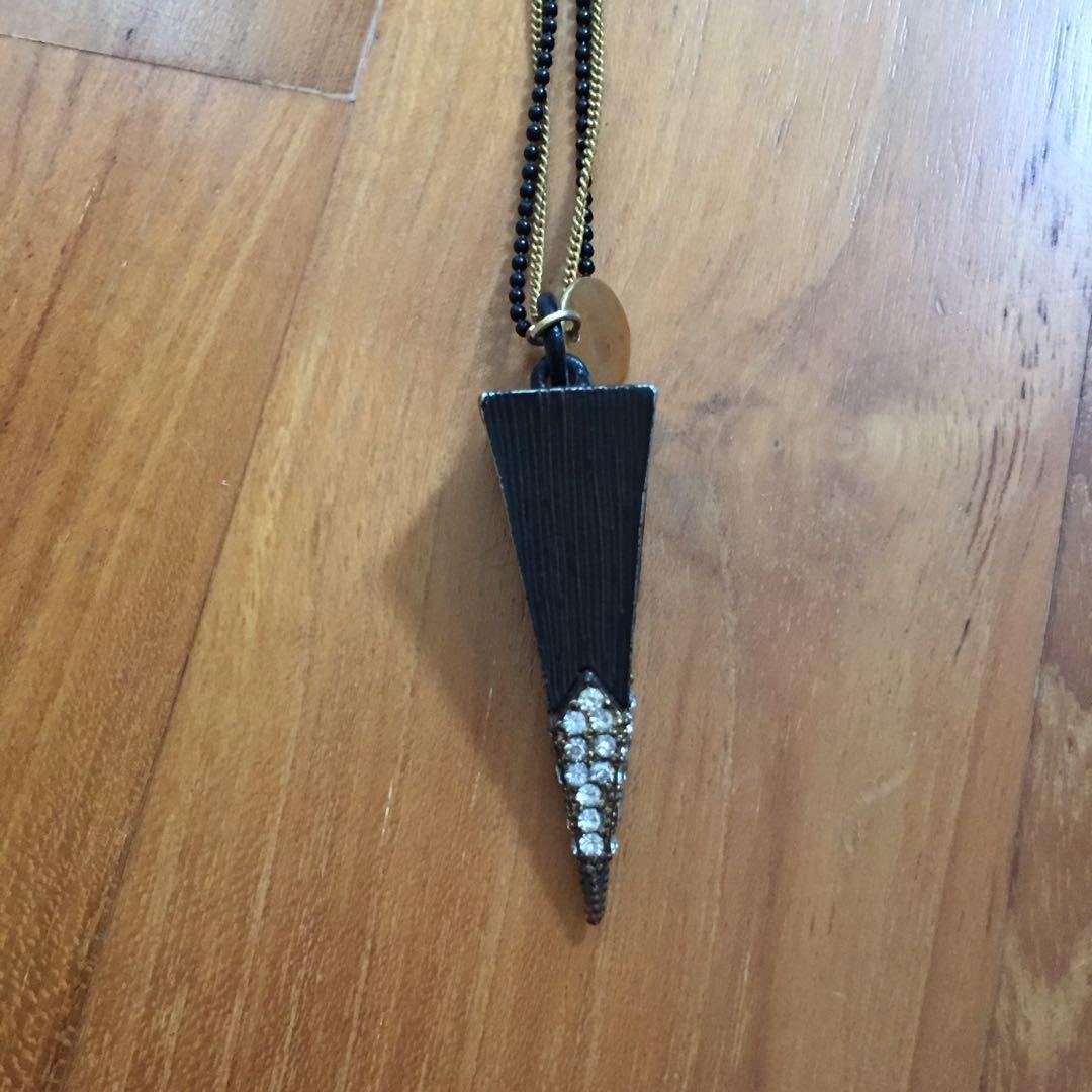 Triangle Prism Black Gold Necklace Women s Fashion Jewelry Organisers Necklaces on Carousell