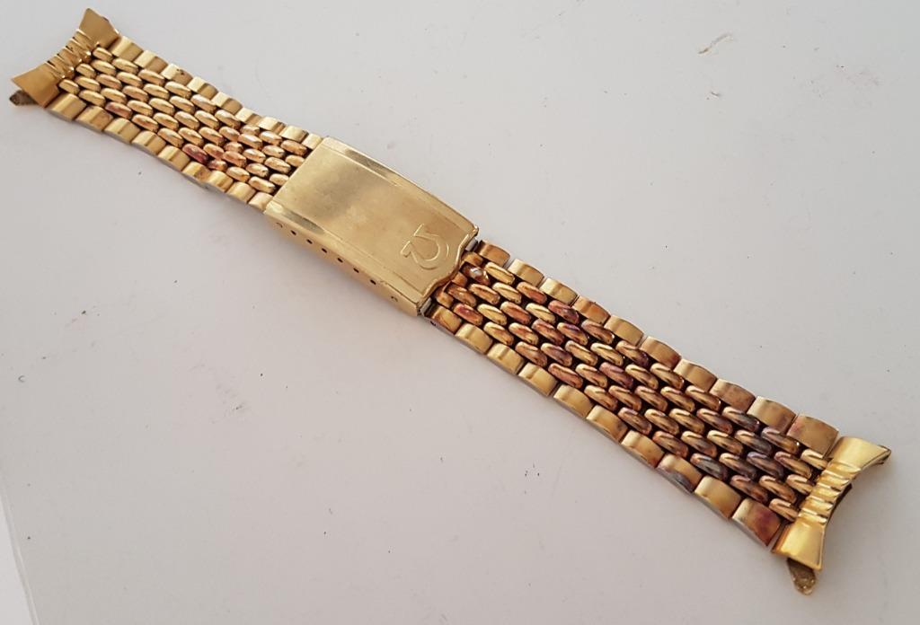 Vintage Omega Watch Band 19 mm Gold Plated Gold filled Beads