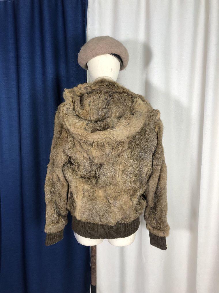 Winter Coat Real Rabbit Fur Zipper Jacket with Hood Women s