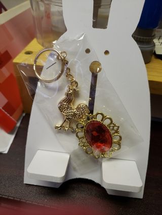 雞型 鎖匙扣+紅寶石心口針64217834837891110