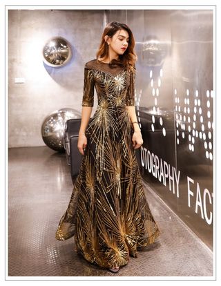 Matte gold long on sale gown