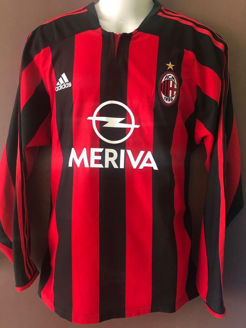Ac Milan 2003 04 Home Long Sleeve Jersey Sports Athletic Sports Clothing On Carousell