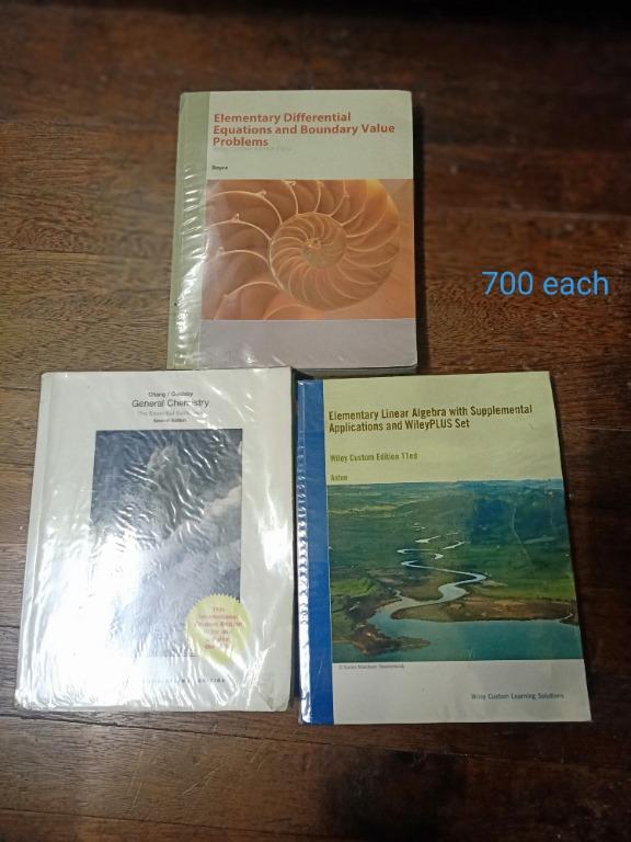 Engineering Books (Category: Textbooks) located in Pasay City. Submitted by nievaramon (Listing ID 281345723, Image 3). Description: 800 php each: Principles of Physics 10th ed by Walker, Halliday and Resnick Calculus Early Transcendentals 10ed by Anton College Algebra and Trigonometry 7th ed by Aufmann, Barker and Nation 700 php each: Elementary Differential Equations and Boundary Value Problems 10th ed by Boyce General Chemistry 7th ed by Chang