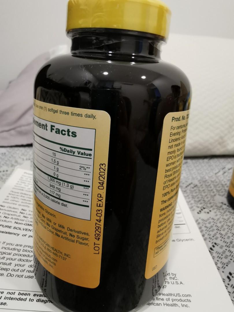 Evening Primrose Oil 120 Capsules, Health & Nutrition, Health ...