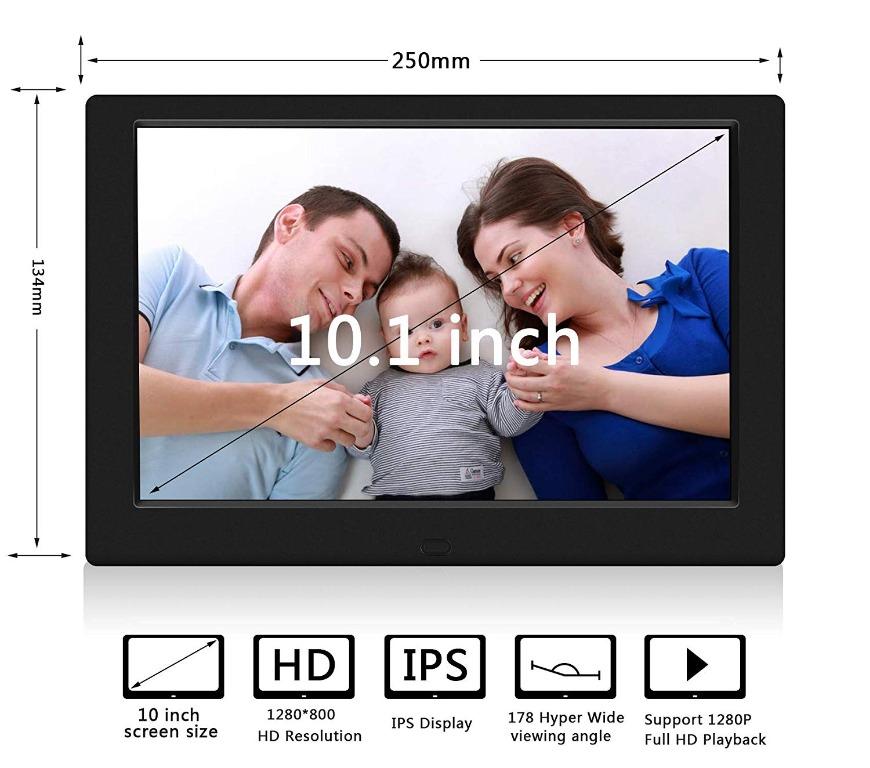 TENSWALL Digital Photo Frame, 10.1 inch Digital Picture Frame with Background Music, 1080P Video