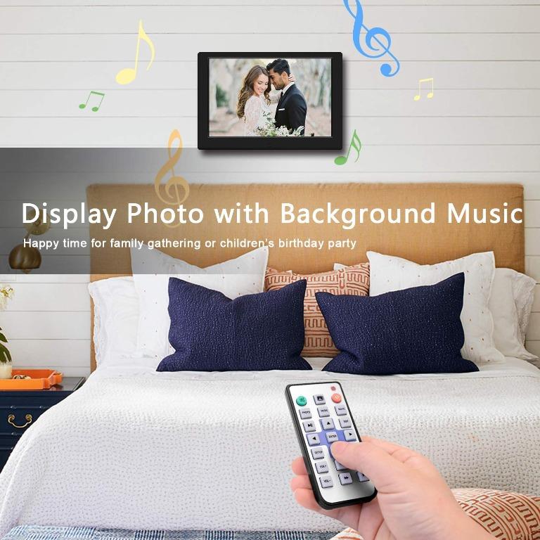 TENSWALL Digital Photo Frame, 10.1 inch Digital Picture Frame with Background Music, 1080P Video