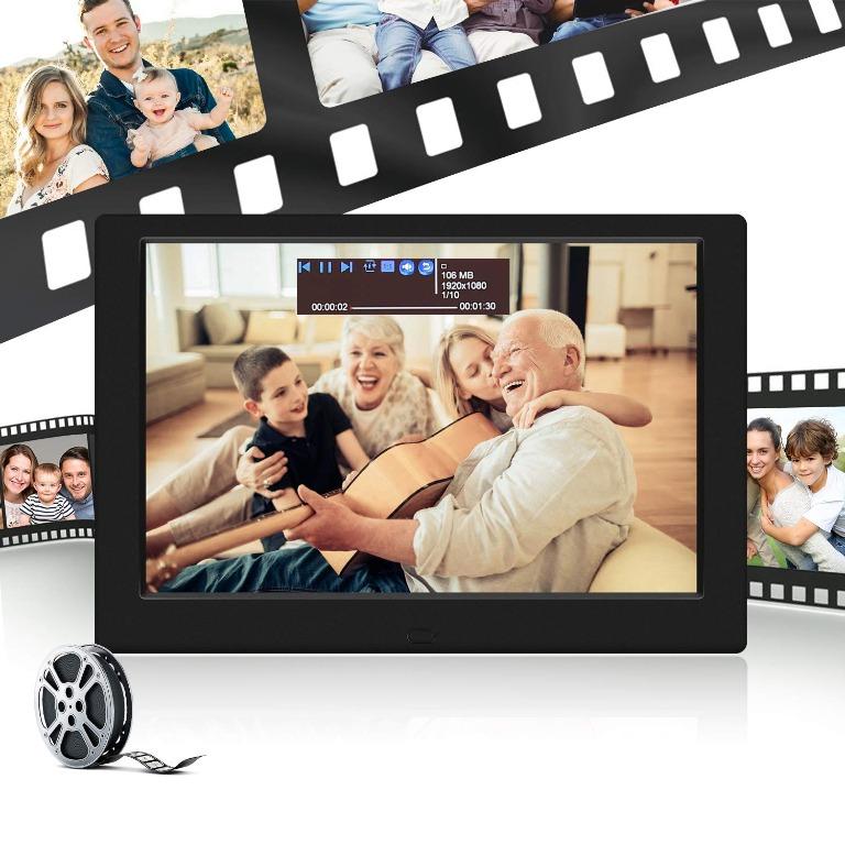 TENSWALL Digital Photo Frame, 10.1 inch Digital Picture Frame with Background Music, 1080P Video