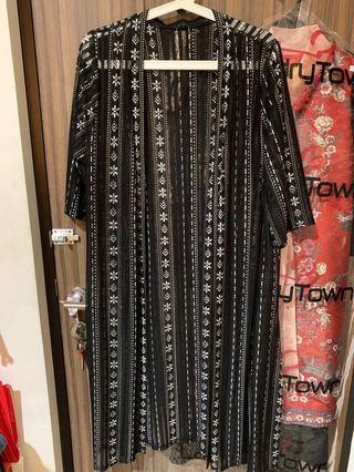 NEW Long Cardigan flower black emboss