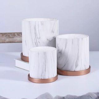 [preorder] marble print ceramic planter