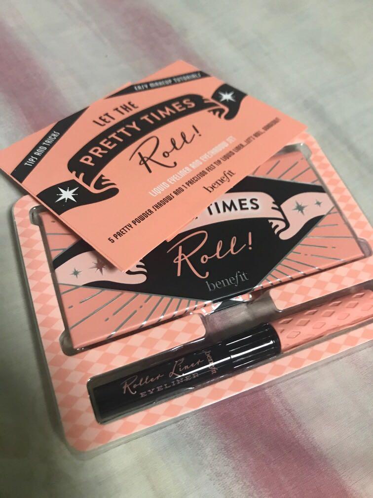 Benefit Let the Pretty Times Roll Shet (Category: Makeup) located in Makati City. Submitted by carmelcool (Listing ID 281647081, Image 2). Description: Eyeshadows plus eyeliner mini.