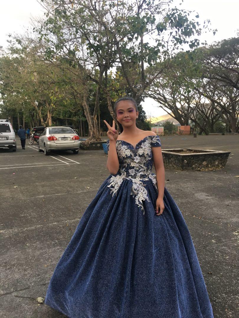 Blue ballgown (Category: Evening dresses & gowns) located in Caloocan City. Submitted by winniegrace21 (Listing ID 281638923, Image 1). Description: Once used. Selling it for low price. With peticoat. .