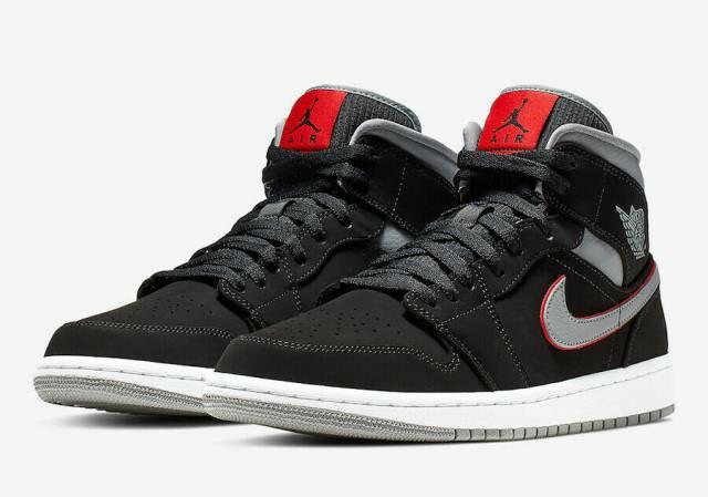 Jordan 1 Mid Black Particle Grey Gym Red Price lowered