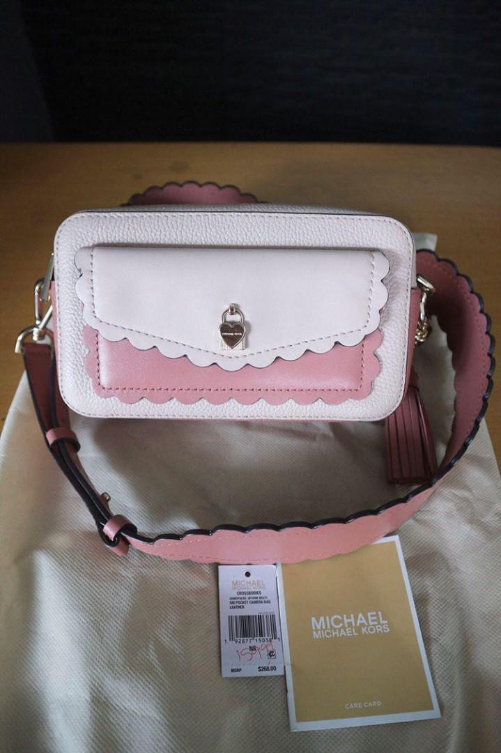 Preloved Authentic michael kors Small pocket Camera bag colour soft multi pink VVGC no deffect mulus 100
