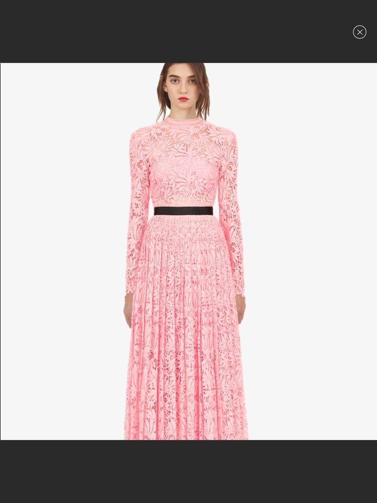 Pink Floral Lace Maxi Dress