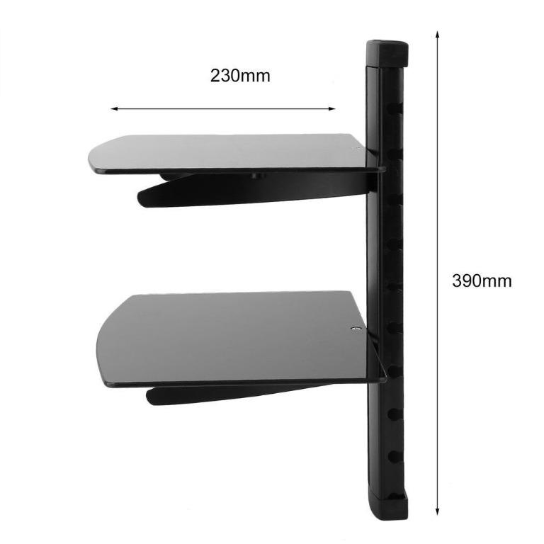 Tempered Glass Wall Mount Stand Shelf CD DVD Cable TV Box Rack Floating