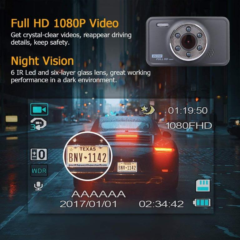 124 ) SENWOW Dash Cam 16 GB MEMORY CARD INCLUDED 1080P Full HD Car ...