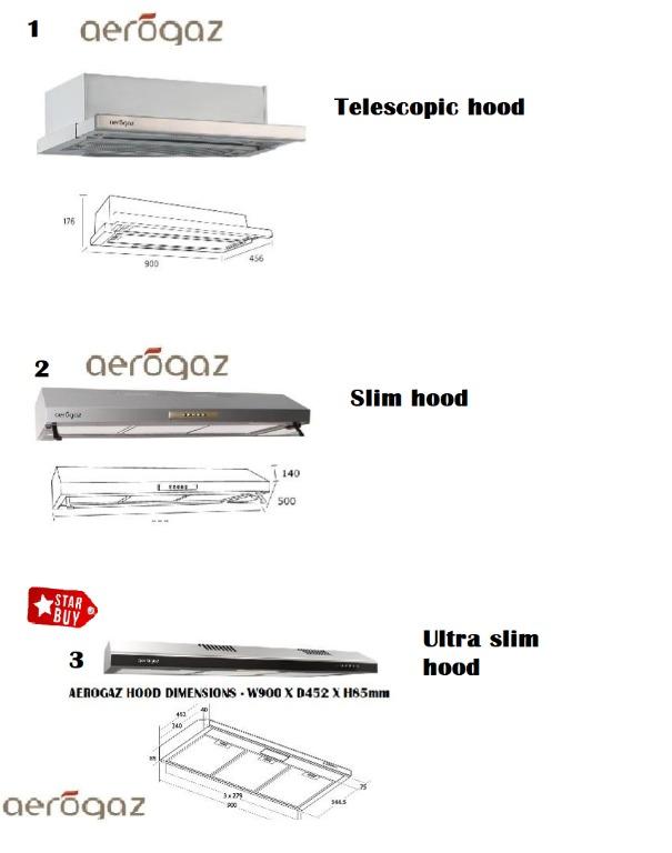 Hood and hob // Aerogaz Hood and induction hob // Ceramic hob & hood