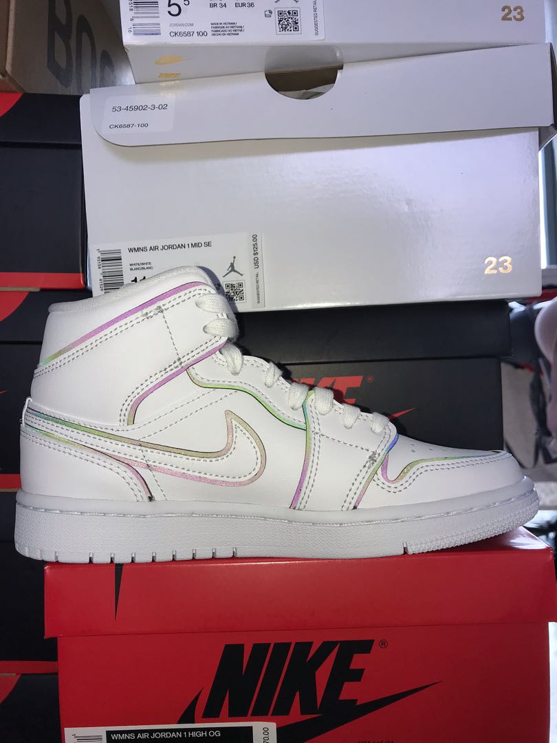 jordan 1 mid iridescent reflective white ebay