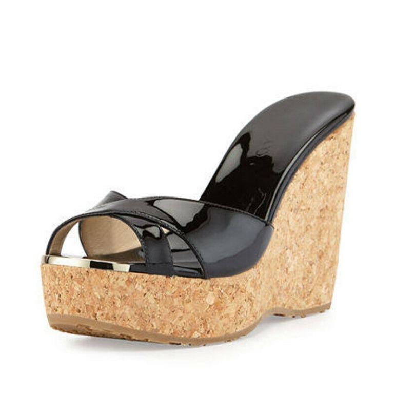 black leather wedge shoes