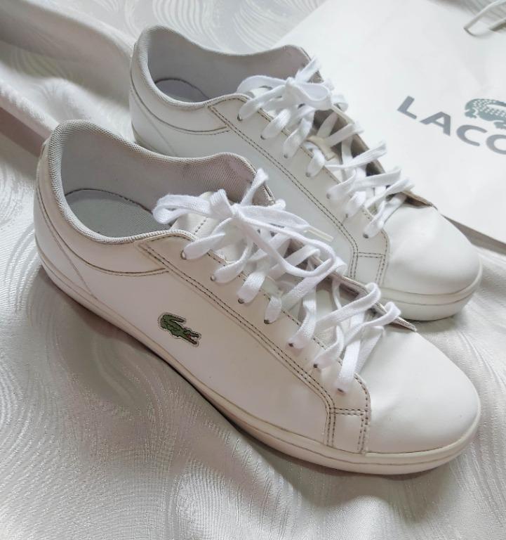 LACOSTE ALL-WHITE LEATHER SNEAKERS (LEROND EDITION) US 10, Men's Fashion, Footwear, Sneakers on