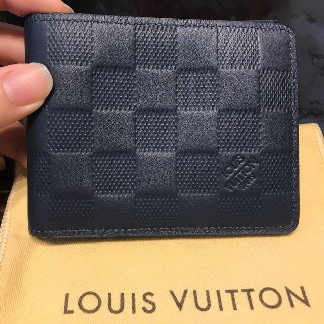 Louis Vuitton, Bags, Louis Vuitton Blue Damier Infini Leather Slender  Wallet
