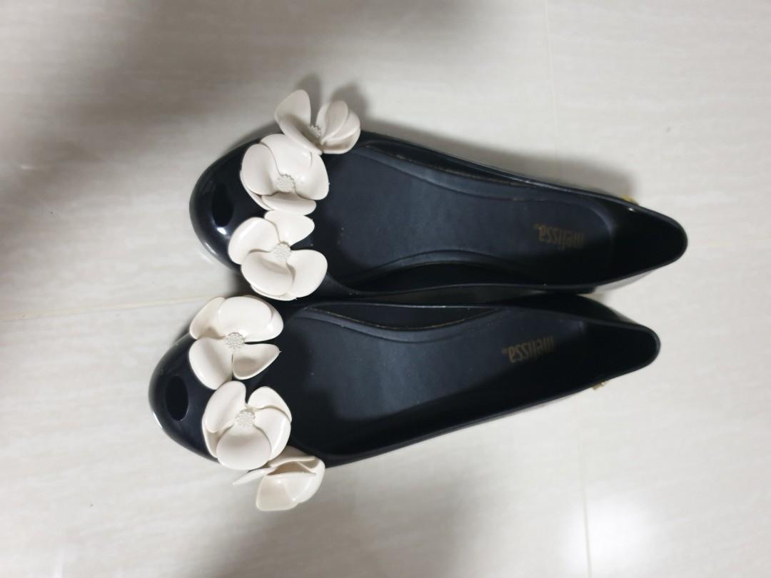 Melissa black Shoes with white flowers