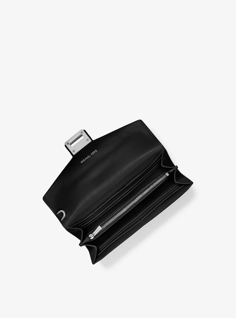 Manhattan large viola leather and 2025 logo clutch