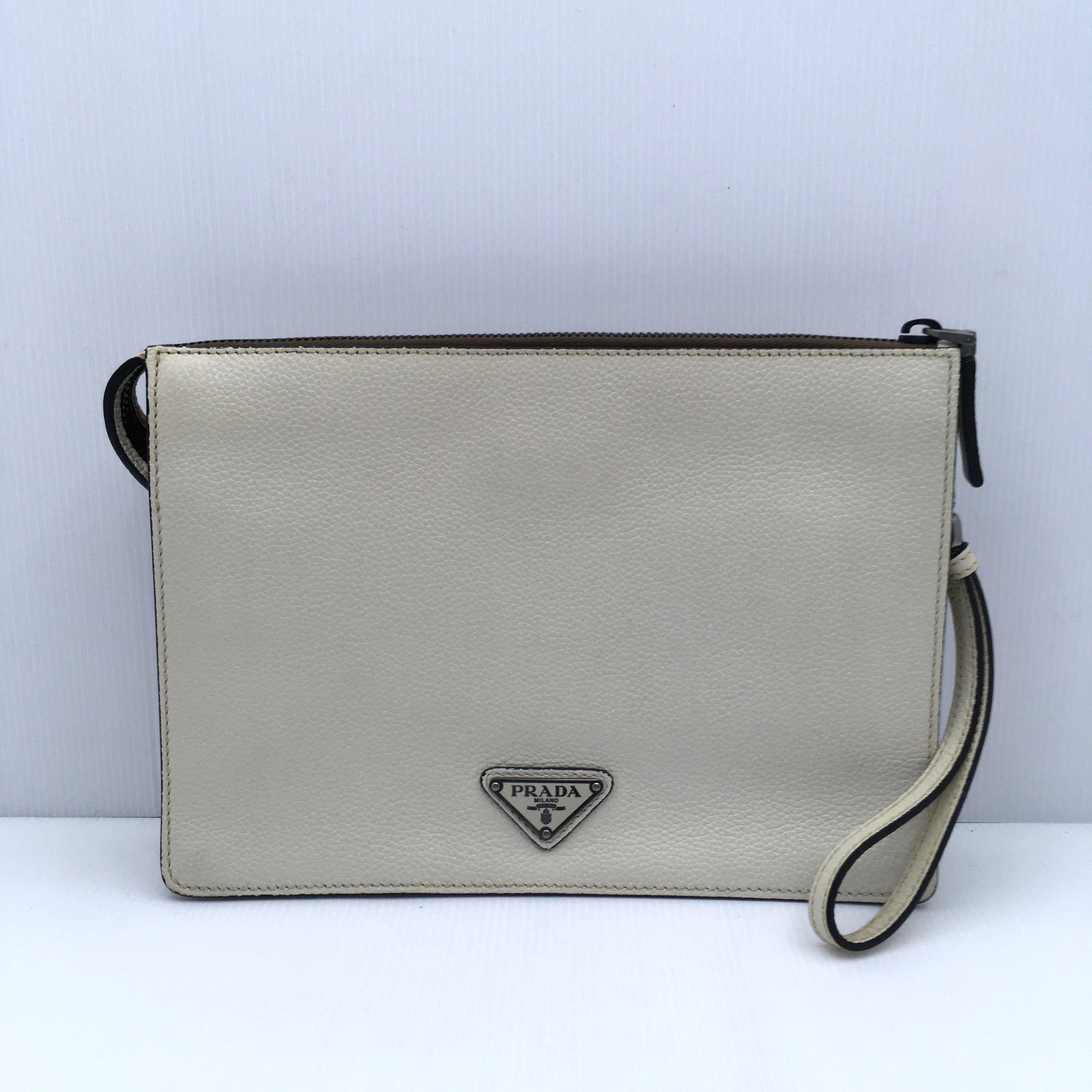 prada leather clutch bag