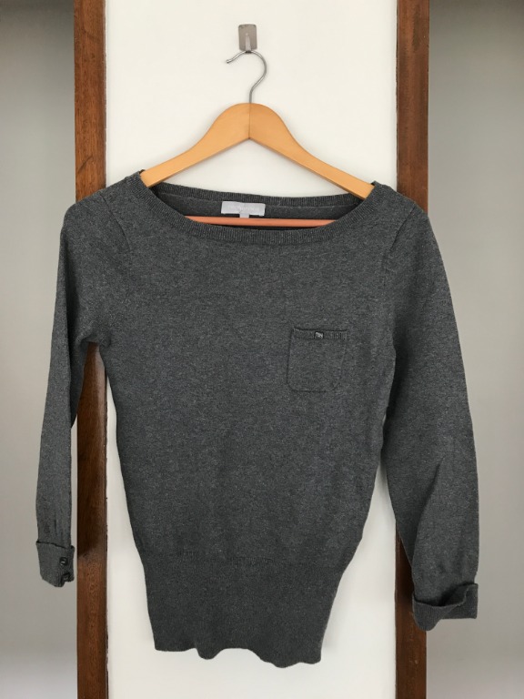 red and gray sweater