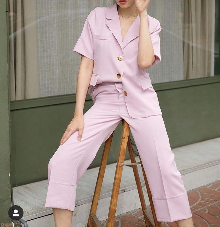 pink blazer set