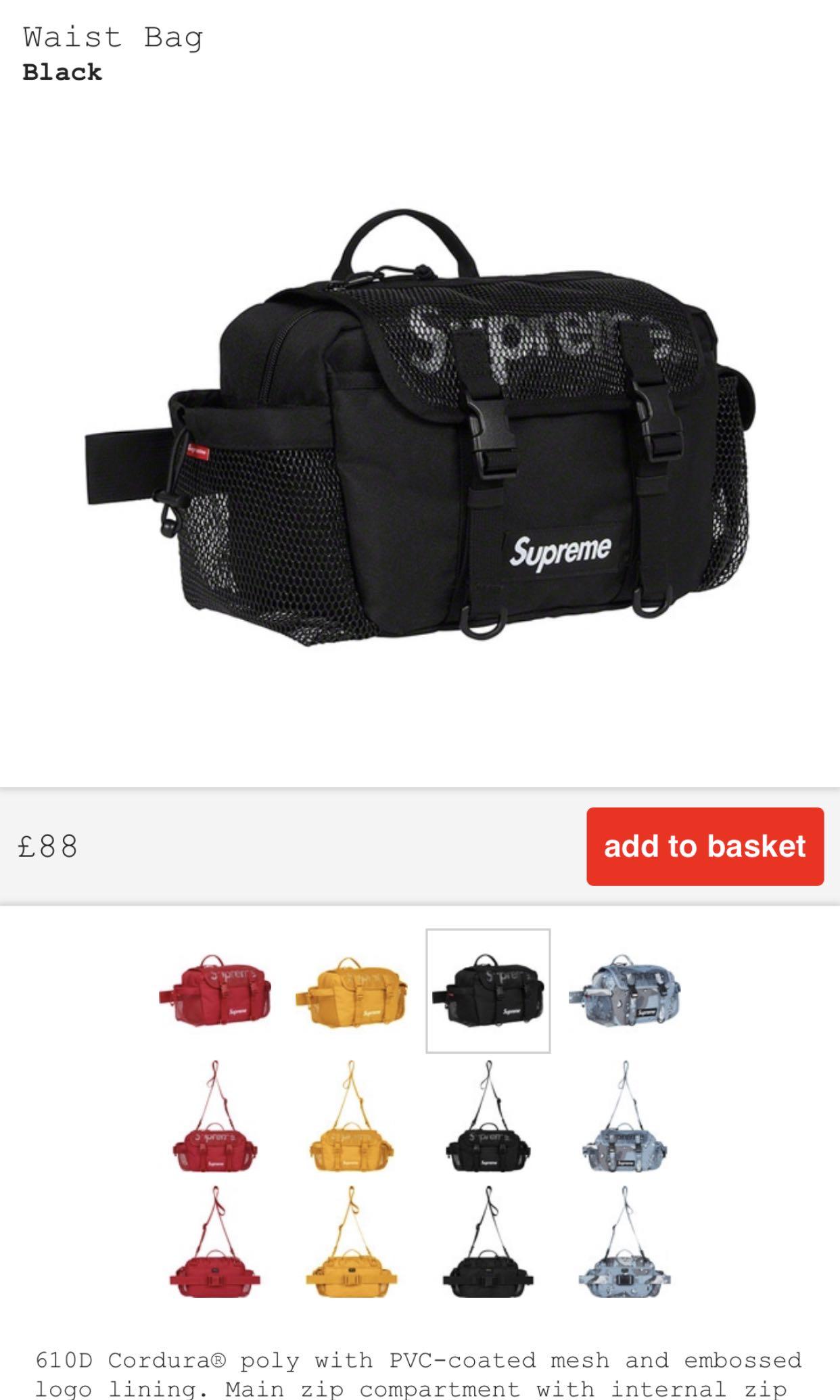 supreme waist bag 610d