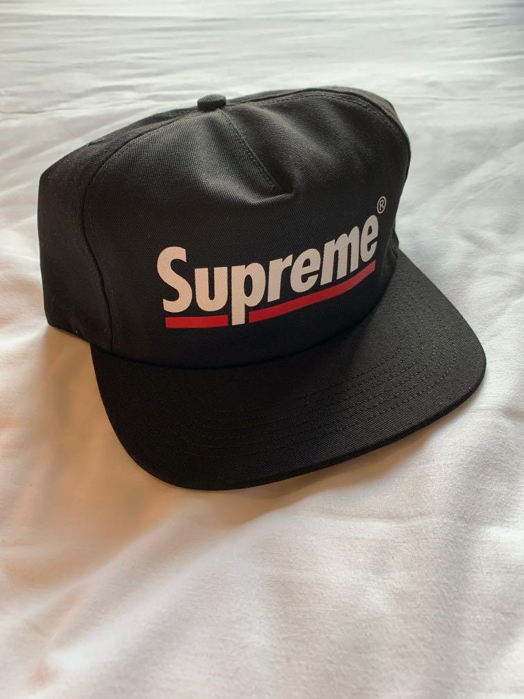 Supreme SS20 black UNDERLINE 5 panel cap hat