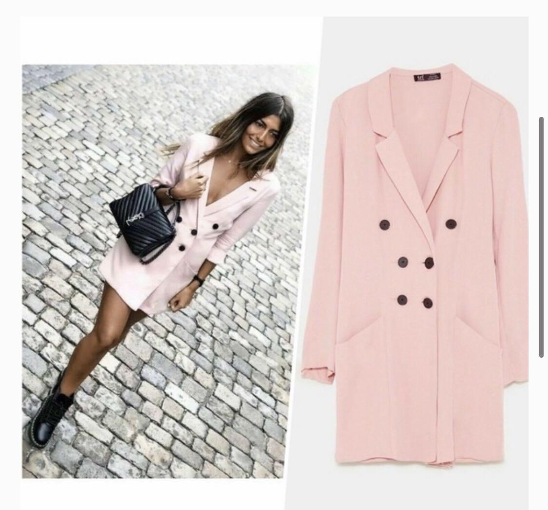Zara Pink Suit Blazer Romper, Women's ...