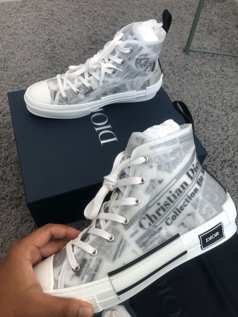 B23 DIOR AND DANIEL ARSHAM HIGH-TOP SNEAKER IN NEWSPAPER PRINT (100%  AUTHENTIC) , Men's Fashion, Footwear, Sneakers on Carousell