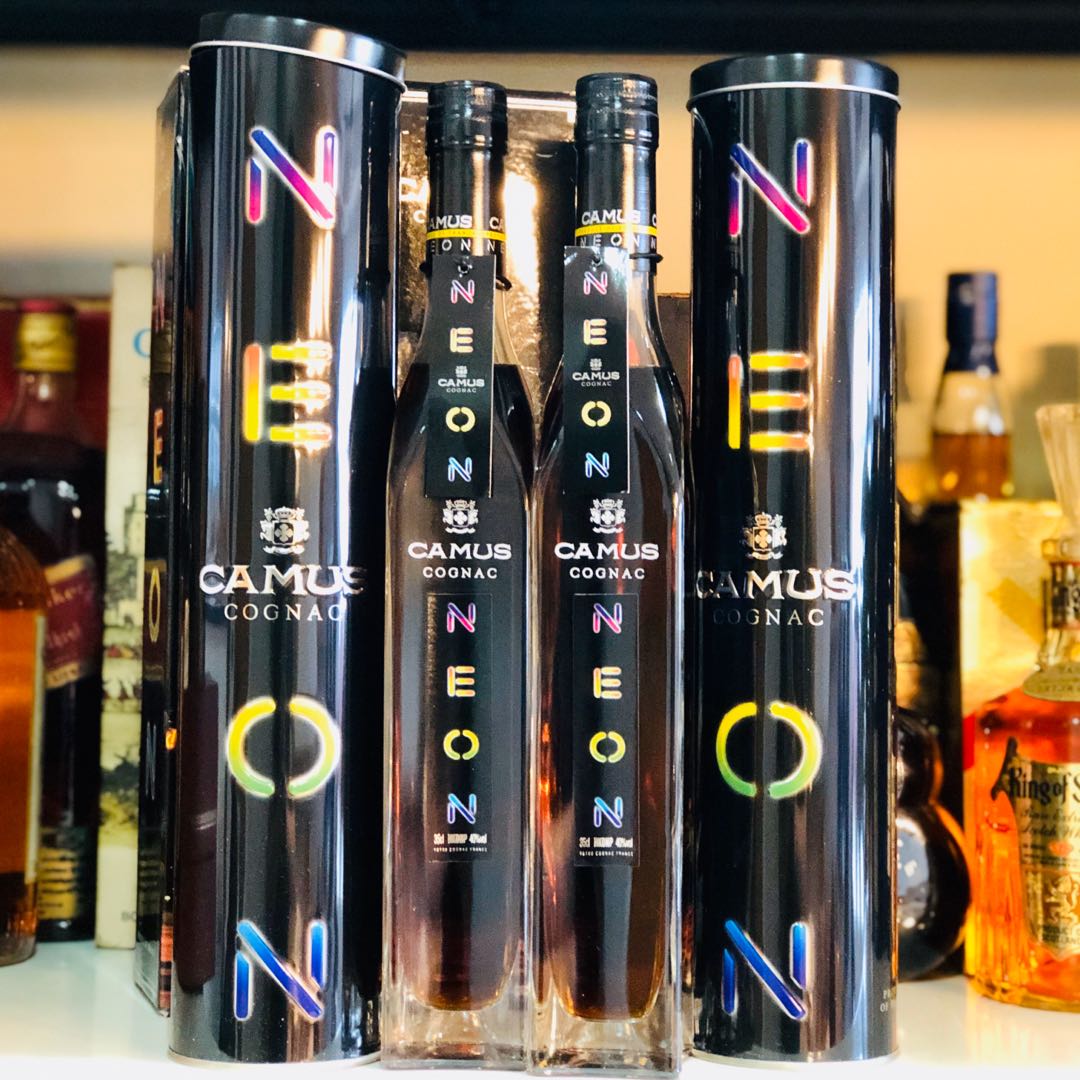 Camus Neon Cognac Twin bottle with Metal Tin & Box Full Set, Food