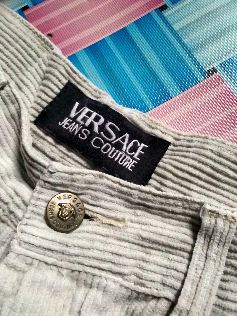 Celana Corduroy Versace Jeans Couture Grey, Fesyen Pria, Pakaian , Bawahan  di Carousell