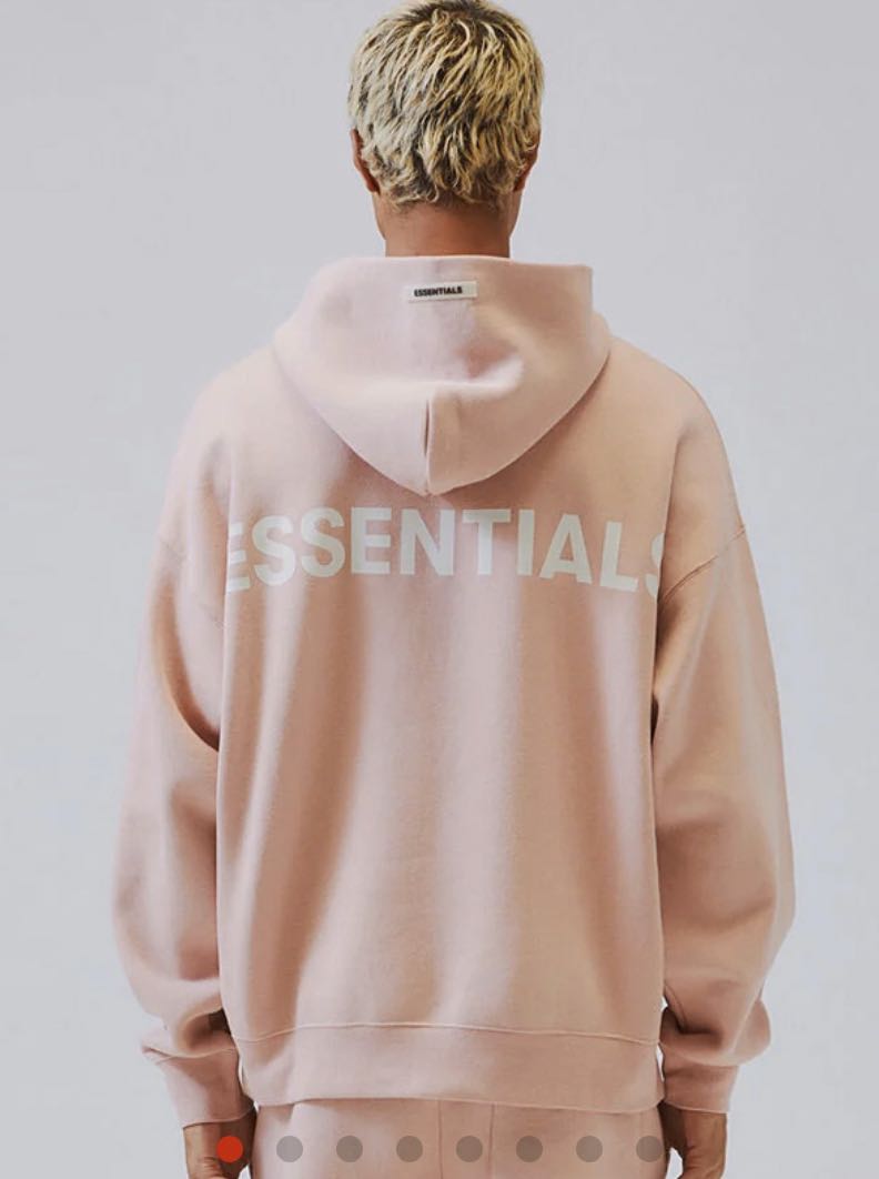 Fear of god essentials pink hoodie