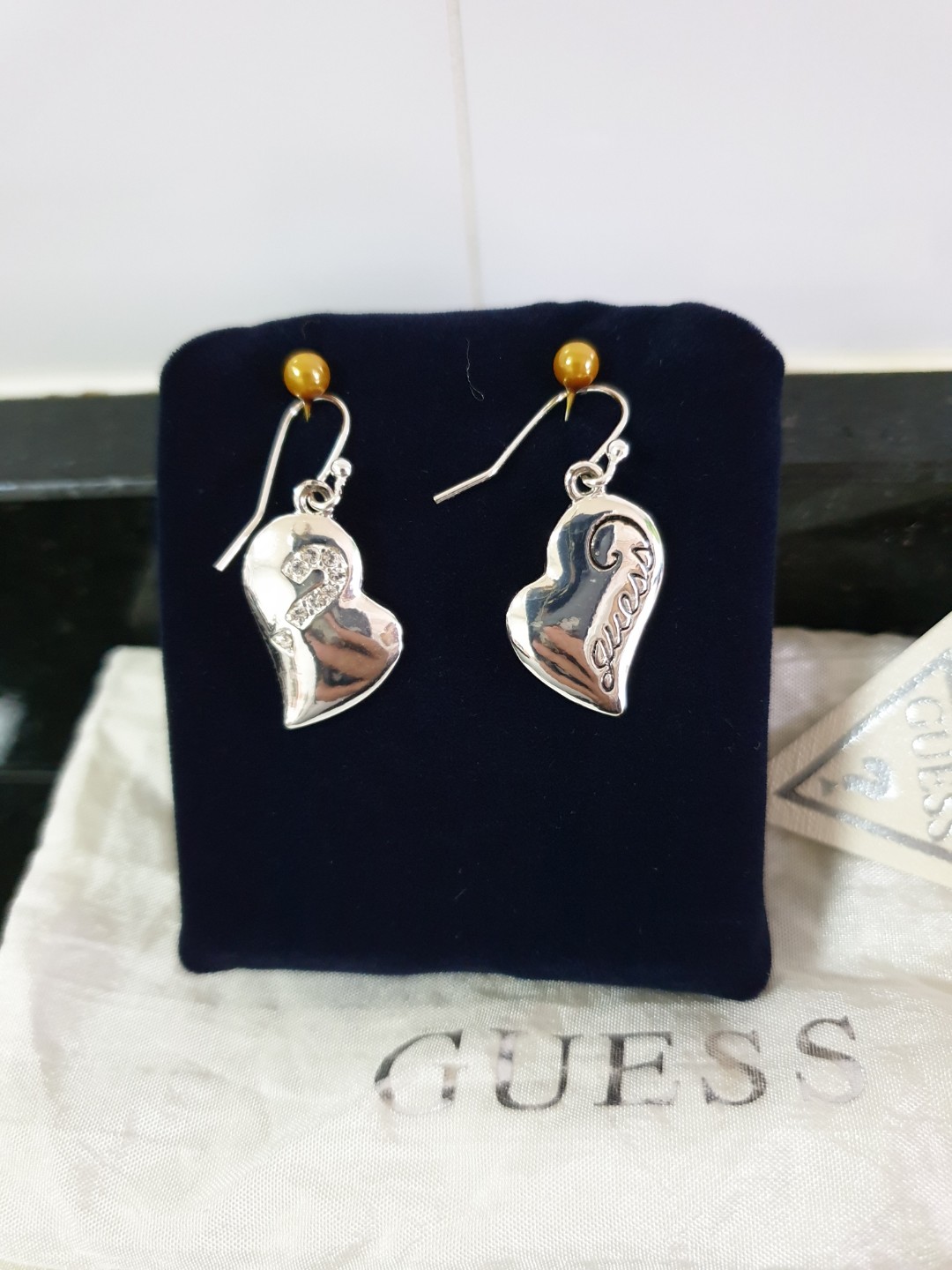 Guess heart shop shaped earrings