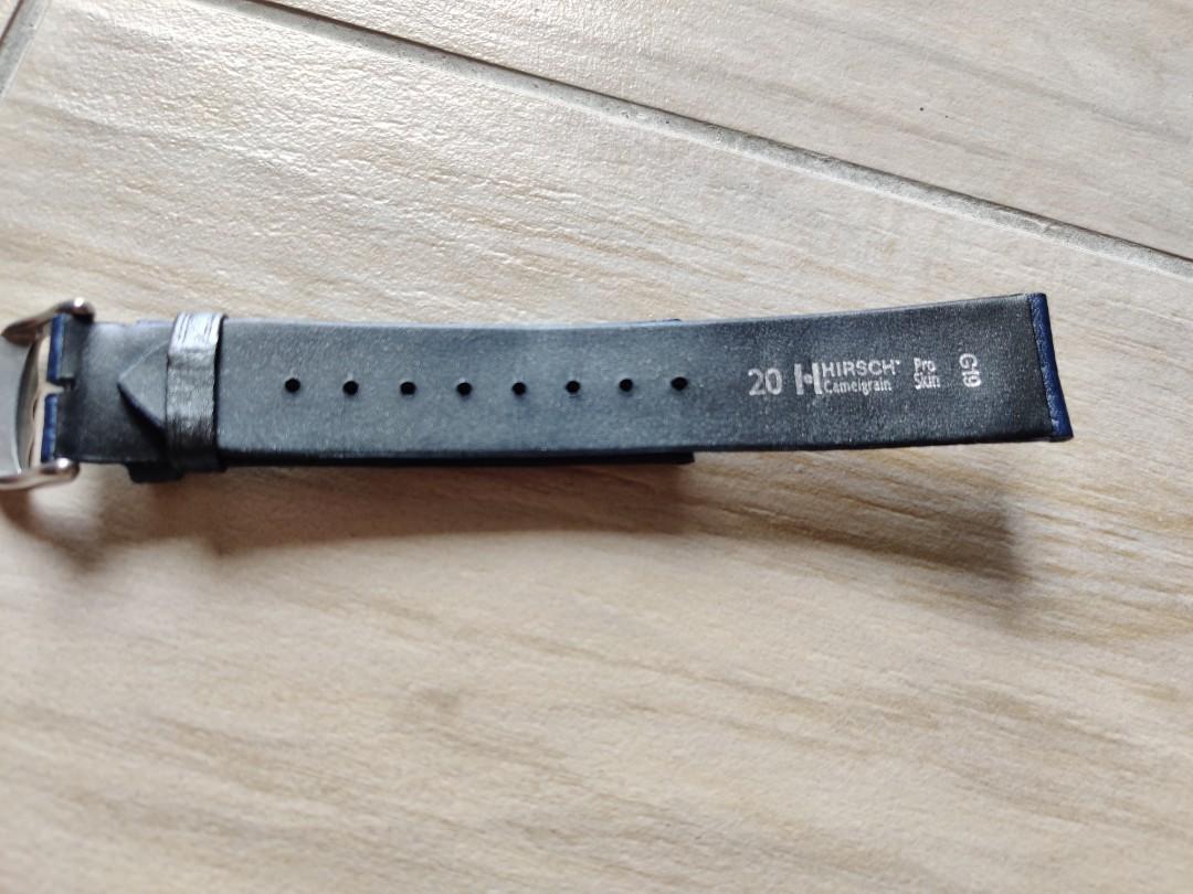 Hirsch CAMELGRAIN No Allergy Leather Watch Strap in BLUE Men s