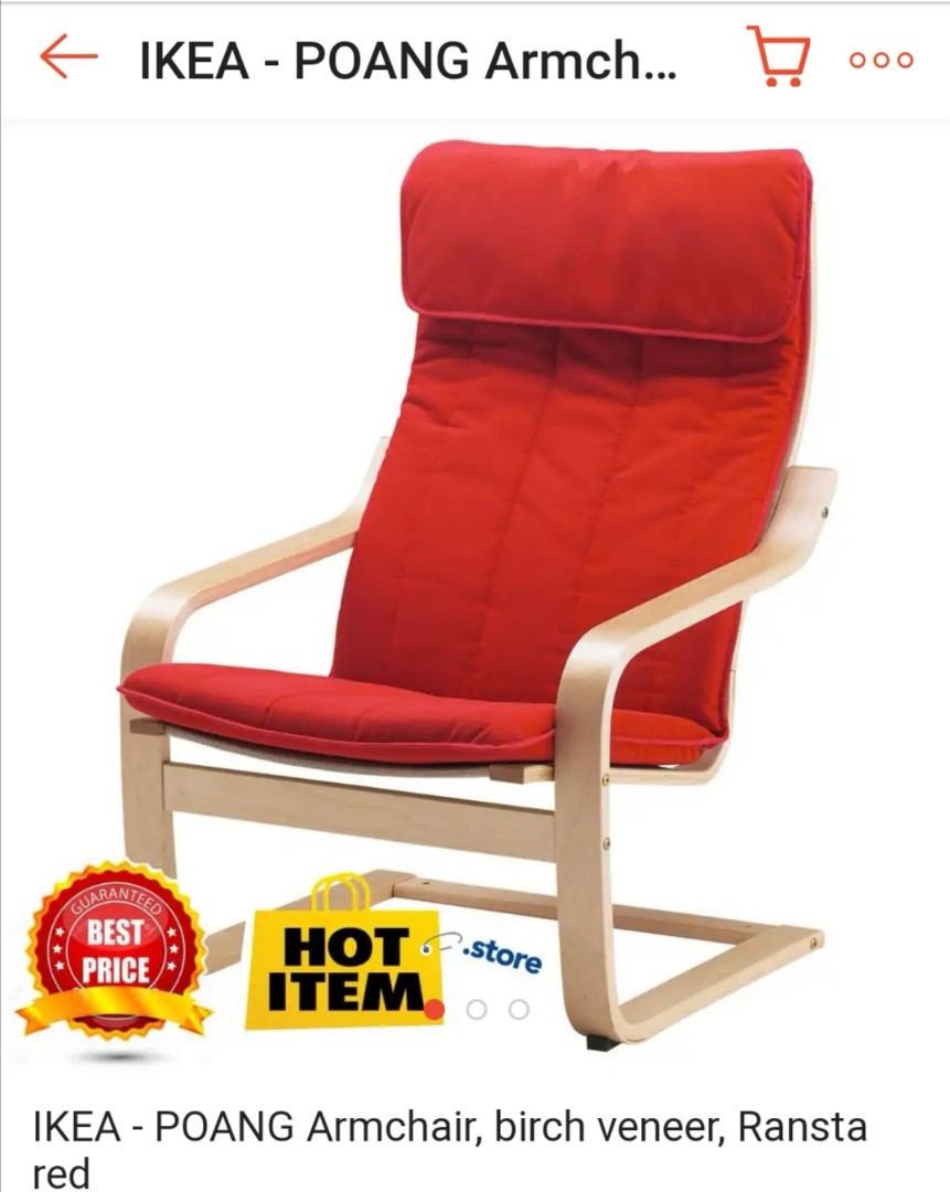 IKEA Poang Armchair, Furniture & Home Living, Furniture, Chairs on