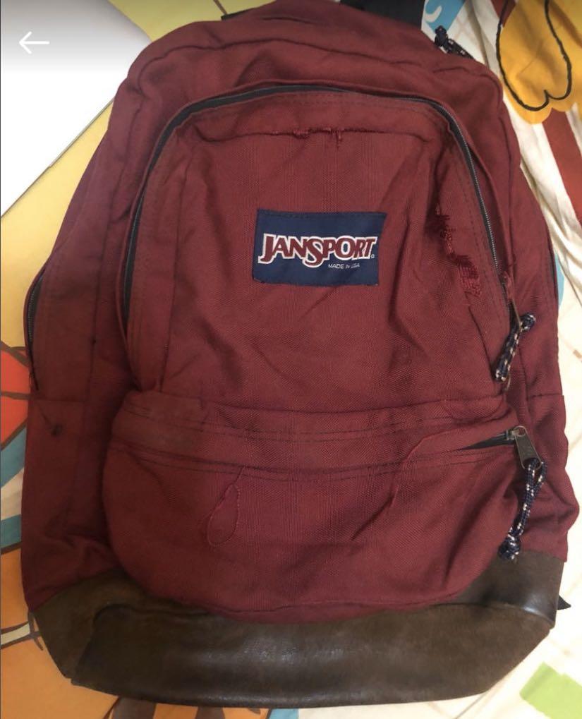 Vintage jansport backpack leather bottom cheap